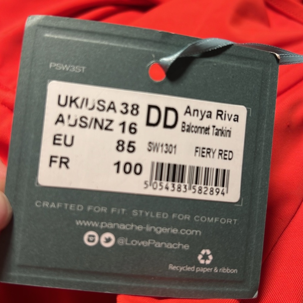 NWT Panache Anya Riva red tankini swim top READ - Picture 11 of 11